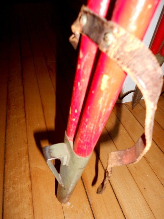 Siren Red & Yellow Wooden Surveyor Tripod as Floor Lamp 2