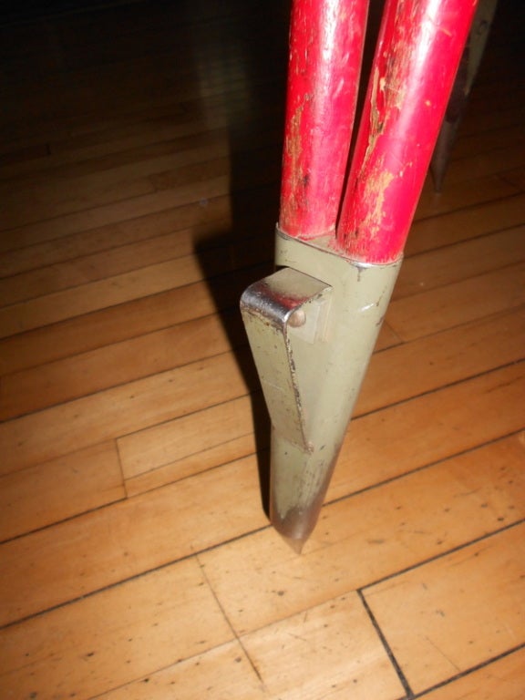 Siren Red & Yellow Wooden Surveyor Tripod as Floor Lamp 3