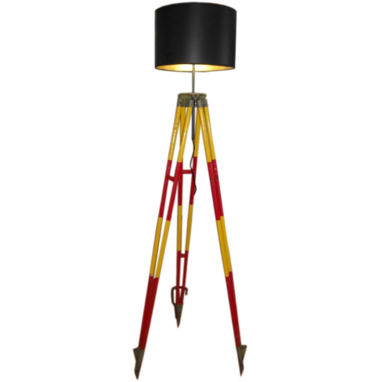 siren red and yellow wooden surveyor tripod as floor l at 1stdibs siren red and yellow wooden surveyor tripod as floor l at 1stdibs