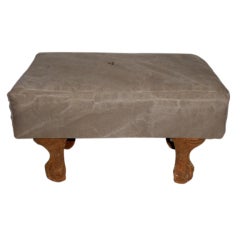 Vintage Footstool with iron clawfeet upholstered in Swedish mailsack