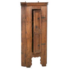 Narrow Pine Hanging Corner Cupboard