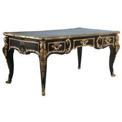 Antique French Desk/Bureau Plat with Black Paint/Polished Finish