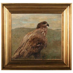 Antique Oil Painting of Hawk/Falcon, Signed - Denmark circa 1880