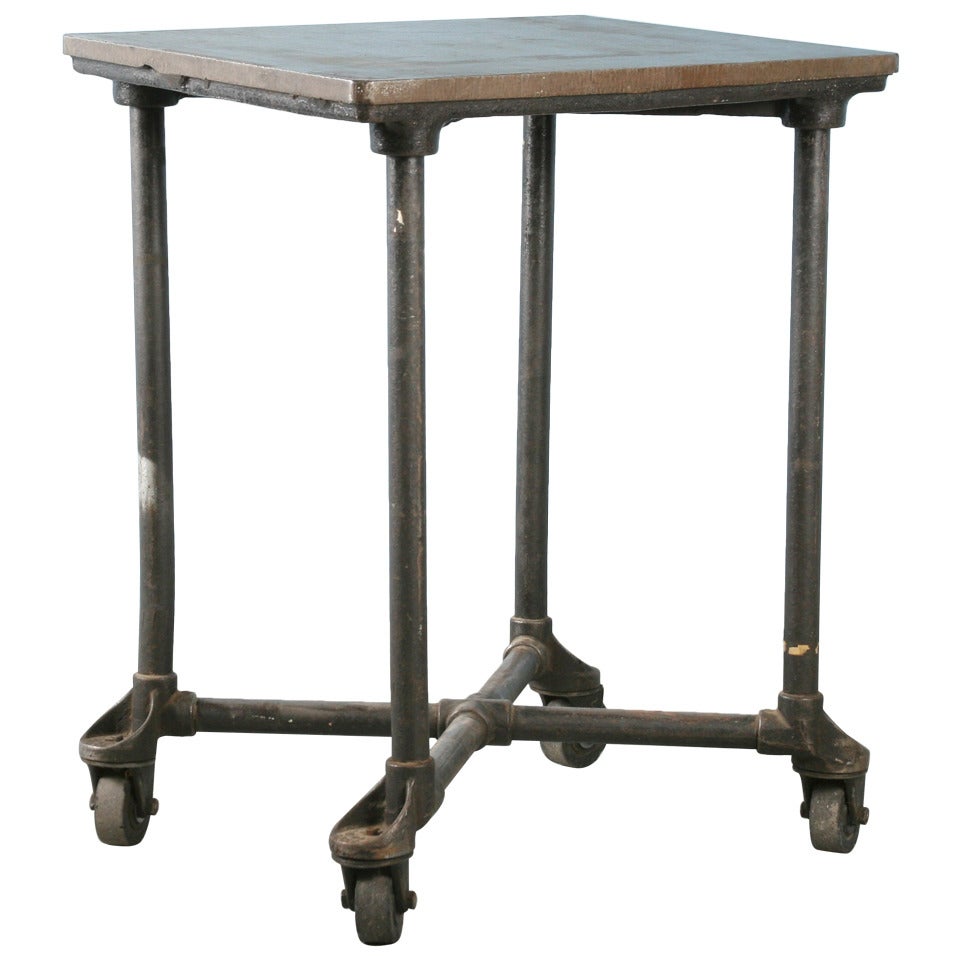Antique Vintage Industrial Table on Castors