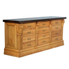 Antique Store Counter Kitchen Island with Reclaimed Wood Top, Denmark circa 1860-80