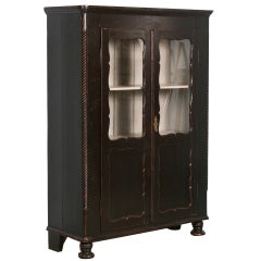 Antique Swedish Black Painted Cabinet or Bookcase, Circa 1850-70