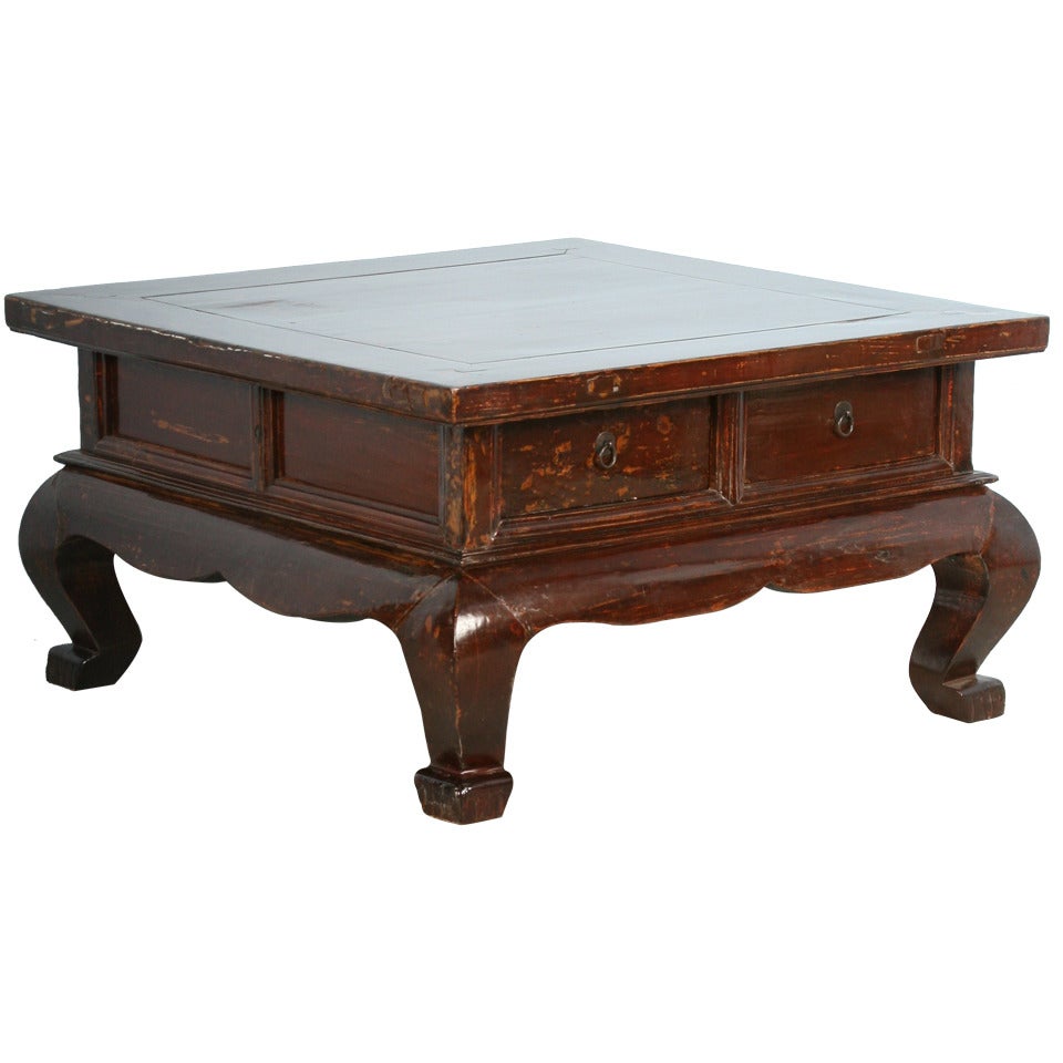 Antique Chinese Laquered Square Coffee Table, circa 1770-1800