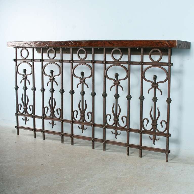 Vintage Console Table from Reclaimed Iron Gate and Railroad Cart Wood