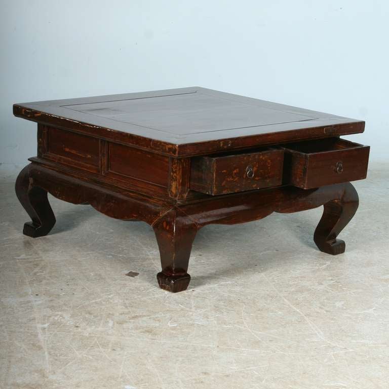 Antique Chinese Laquered Square Coffee Table, circa 1770-1800 In Excellent Condition In Round Top, TX