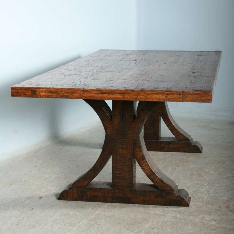 American Large Vintage Dining Table From Reclaimed Wood (1930-40's)