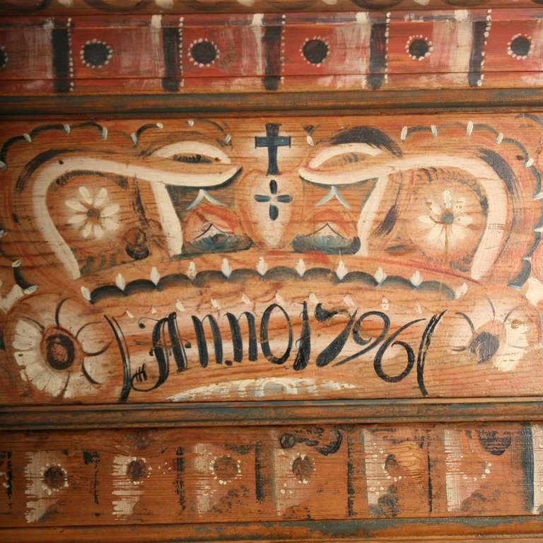 Antique Original Painted Swedish Cupboard Cabinet Dated 1796 1