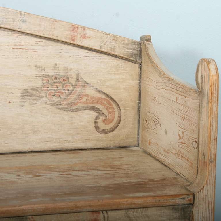 19th Century Antique Swedish Painted White Bench circa 1890