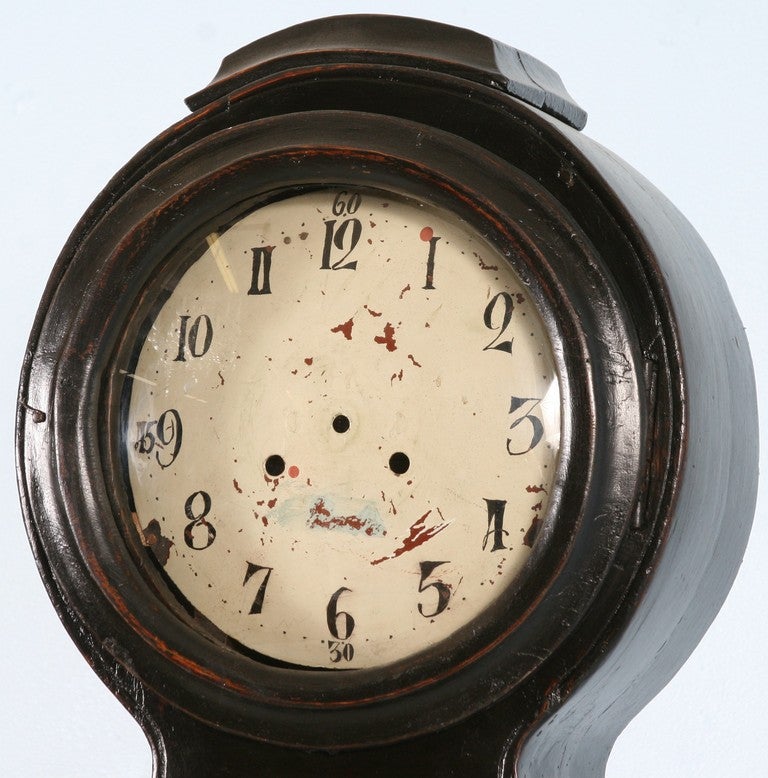 Antique Swedish Black Mora Grandfather Clock, circa 1840 In Excellent Condition In Round Top, TX