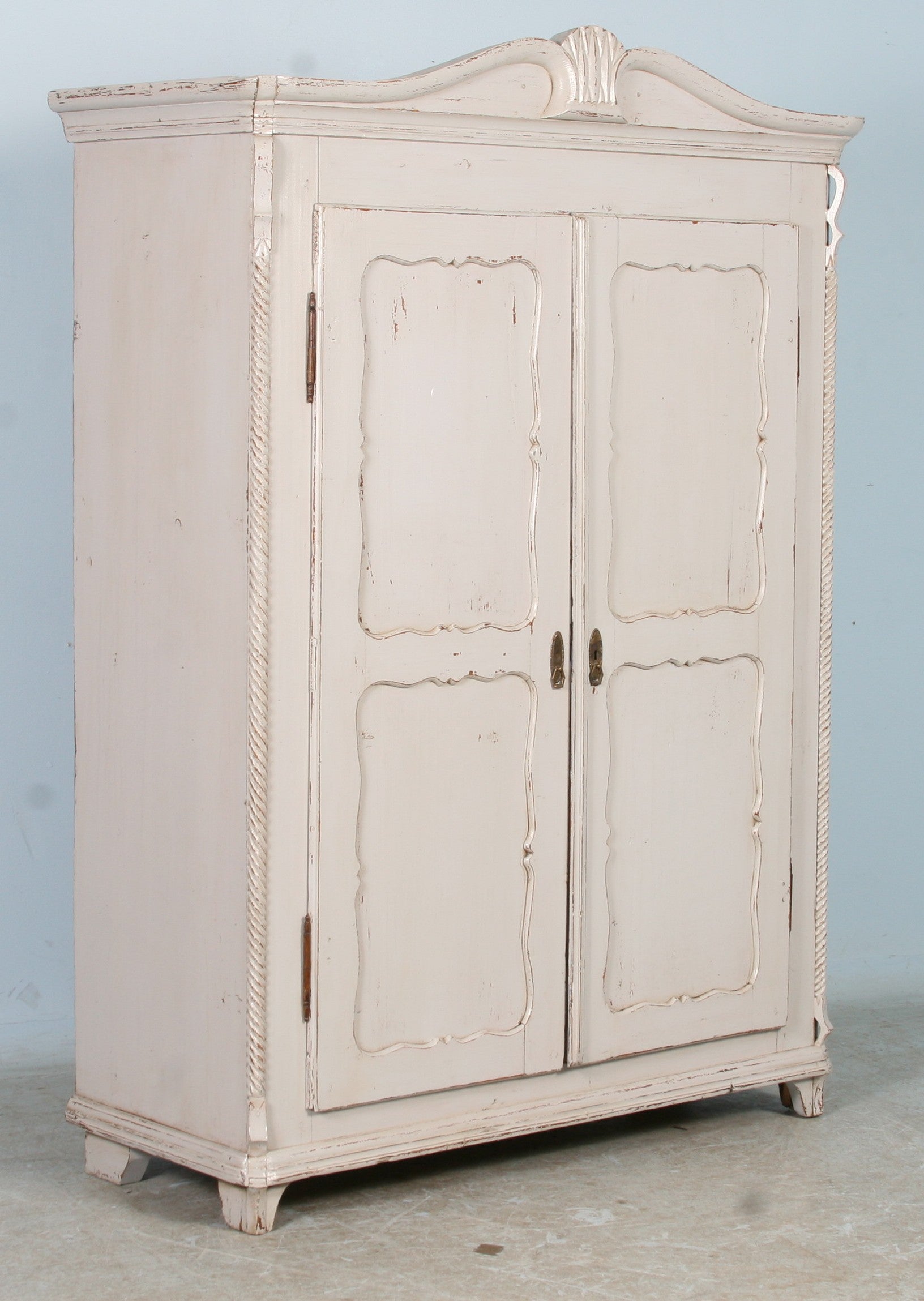 Antique White Swedish Armoire, circa 1870