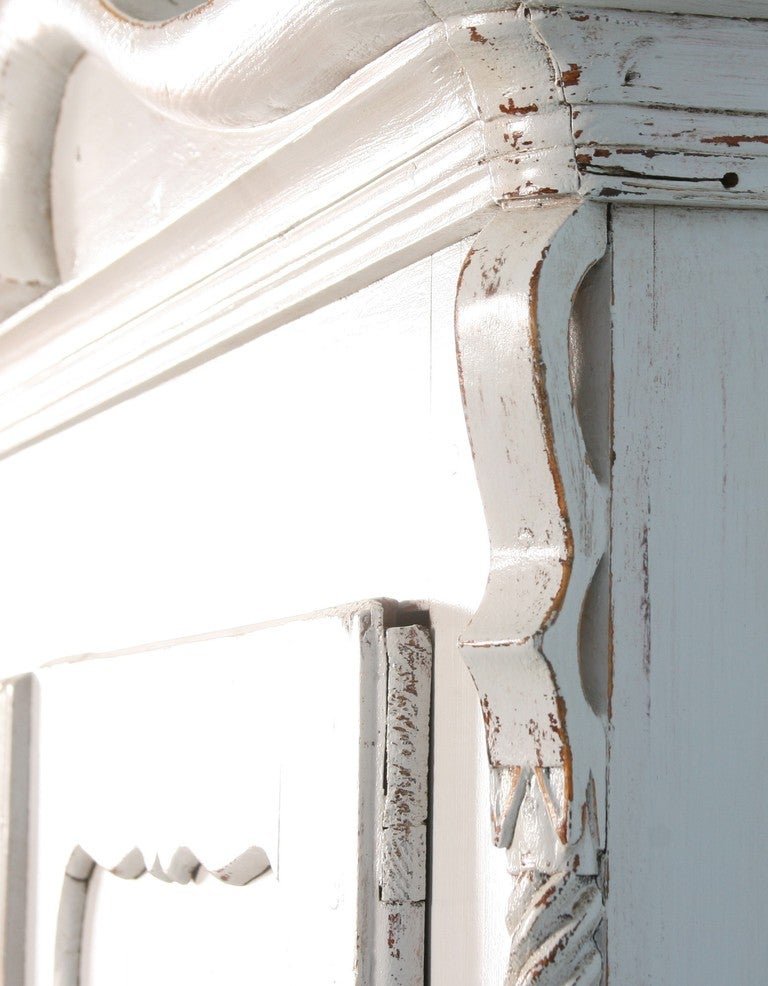 Antique White Swedish Armoire, circa 1870 In Excellent Condition In Round Top, TX