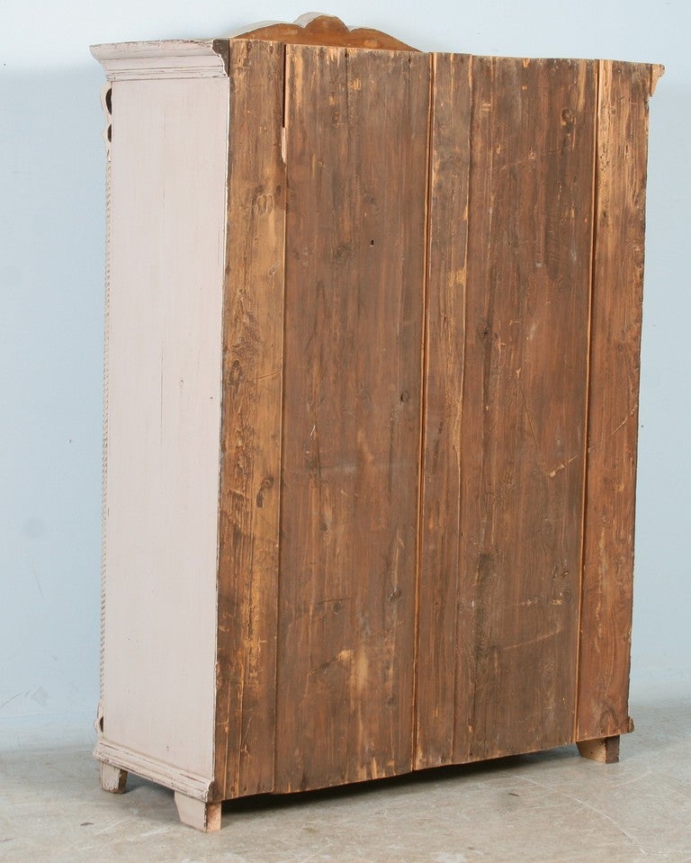 19th Century Antique White Swedish Armoire, circa 1870