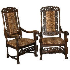 Pair, Antique French Carved Arm Chairs Circa 1890