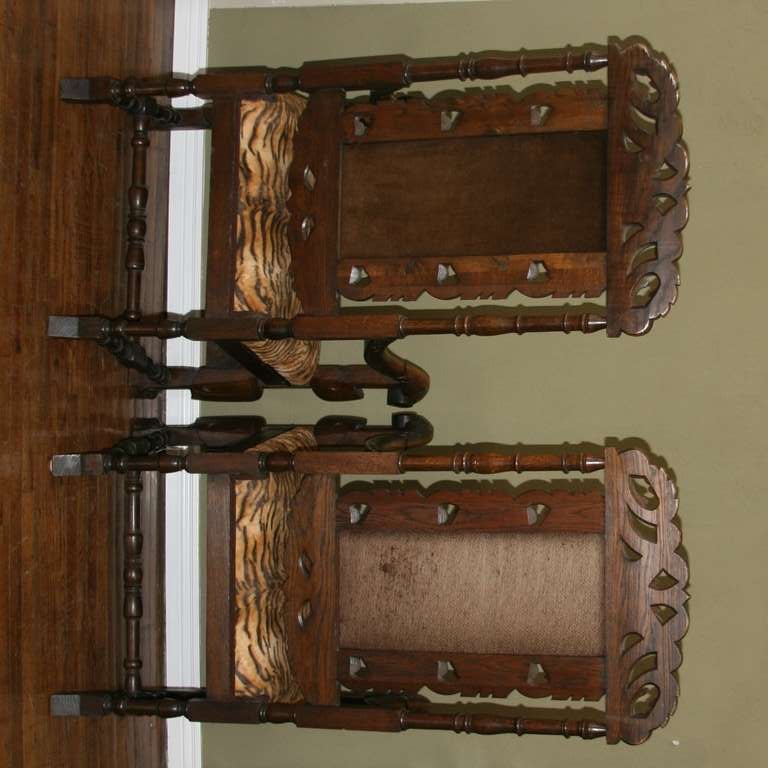 Pair, Antique French Carved Arm Chairs Circa 1890 5