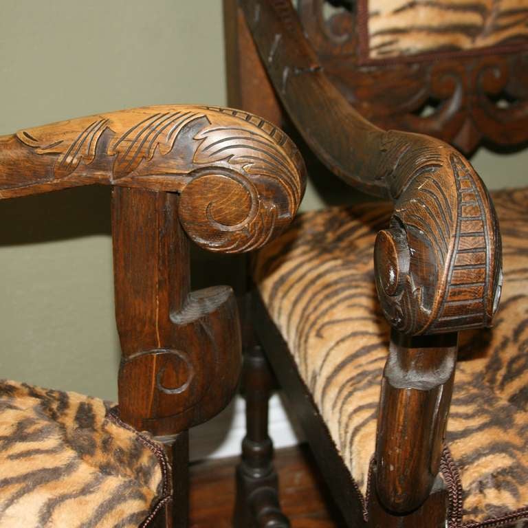Pair, Antique French Carved Arm Chairs Circa 1890 1