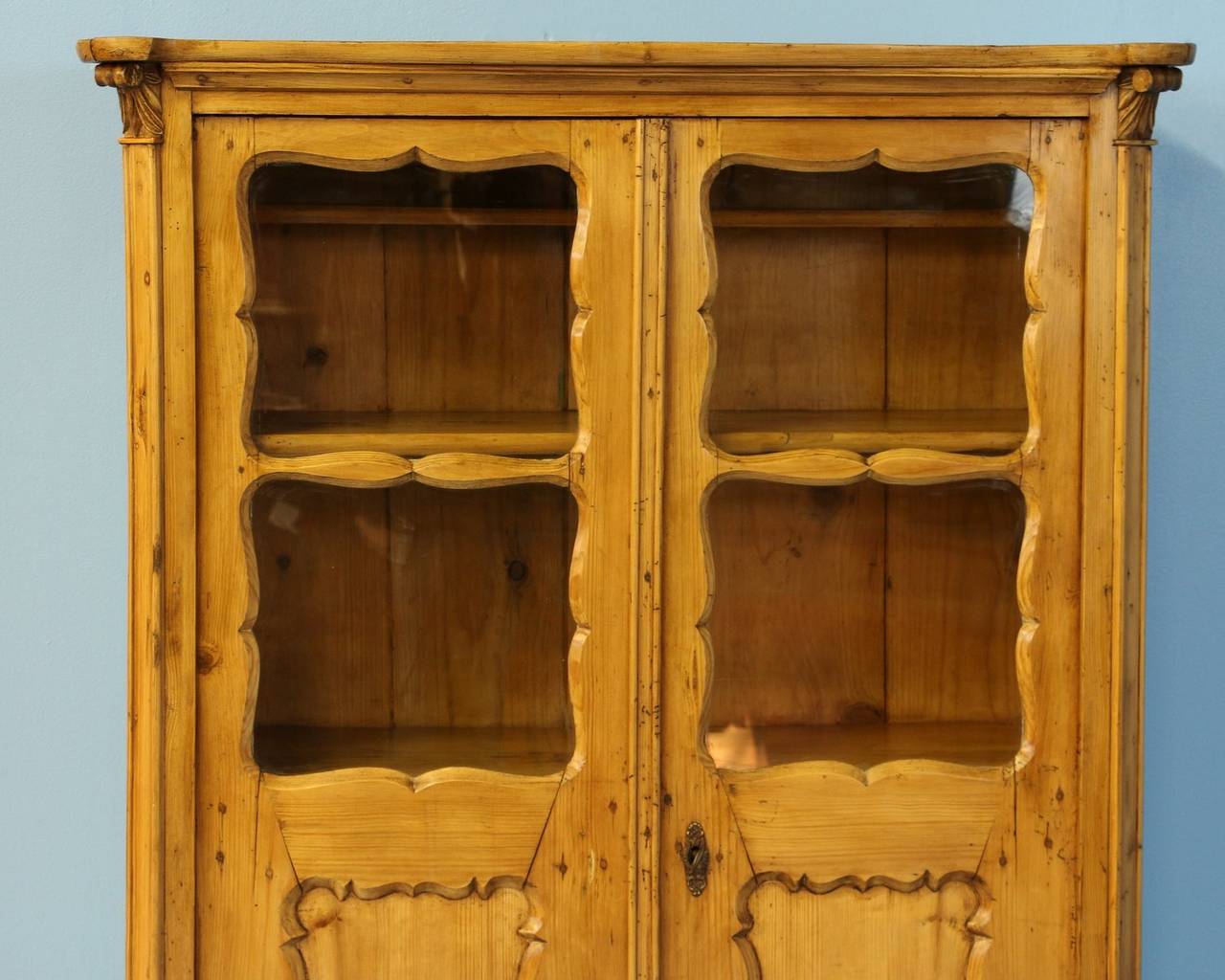 19th Century Antique Pine Bookcase Cabinet, Romania circa 1870-1890