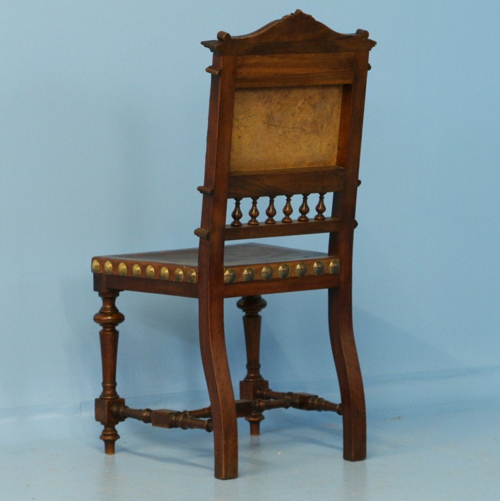 Antique Set of Six Dining Chairs with Embossed Shield, Spain, circa 1870-1890 4