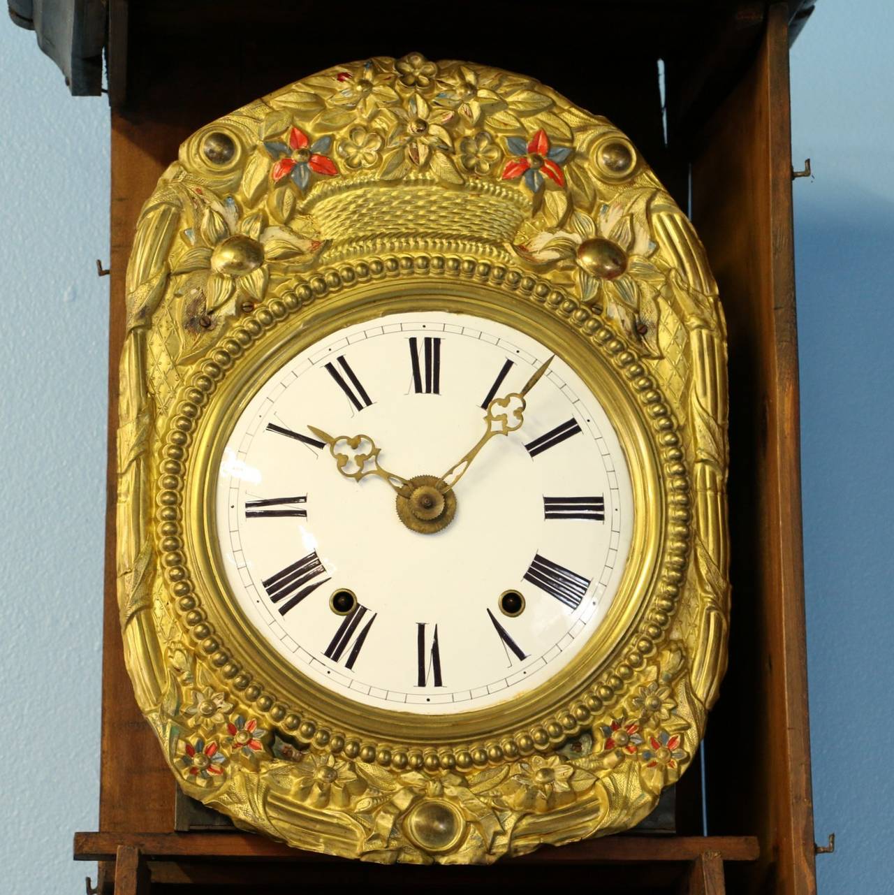 XIXe siècle Horloge de parquet française ancienne de Morbier 