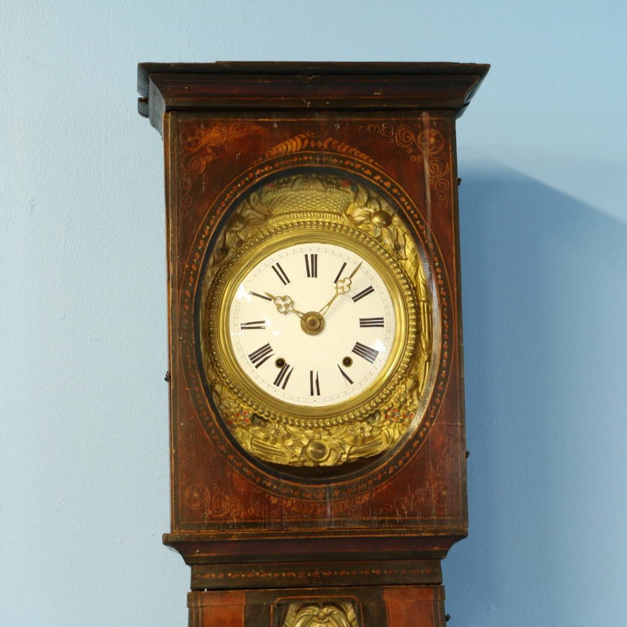 Horloge de parquet française ancienne de Morbier 
