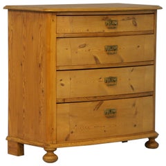 Antique Pine Bow Front Chest of Drawers, Denmark circa 1850-70