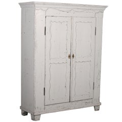 Antique White Painted Armoire, Sweden circa 1880