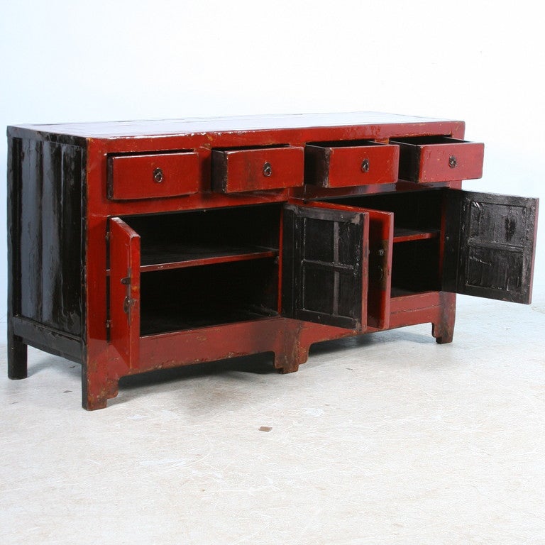antique red sideboard
