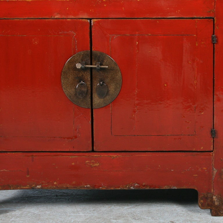 19th Century Antique Red Lacquered Chinese Sideboard/Console