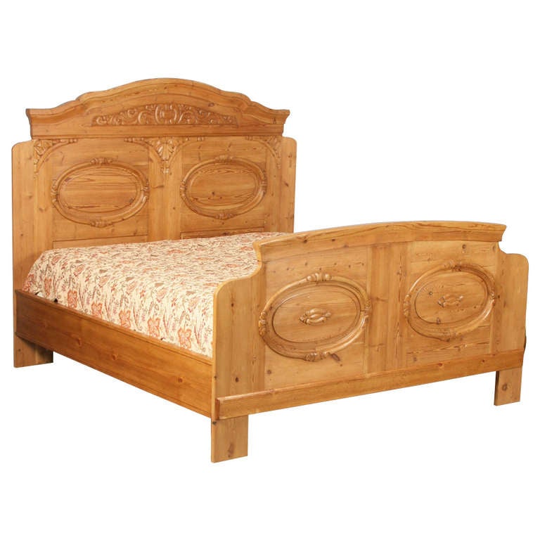 Antique Pine King Size Bed Denmark, Pine Bed King