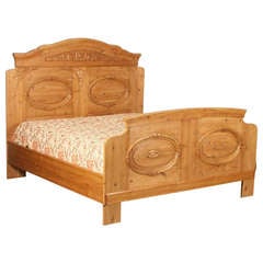 Antique Pine King Size Bed, Denmark circa 1890