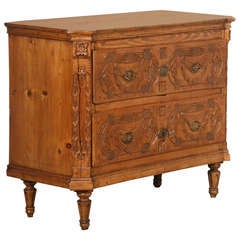 Antique Carved Chest Of 2 Drawers, Austria Circa 1820-40