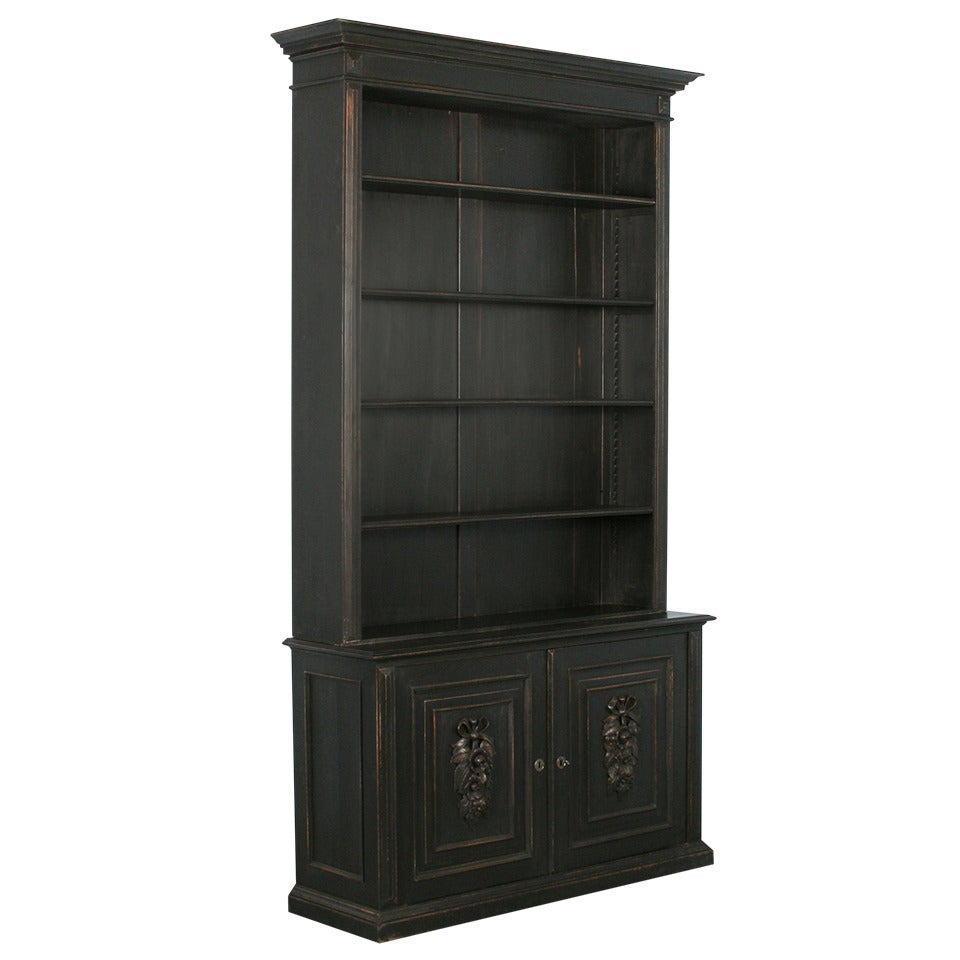 Antique Black Painted Bookcase, Denmark circa 1890