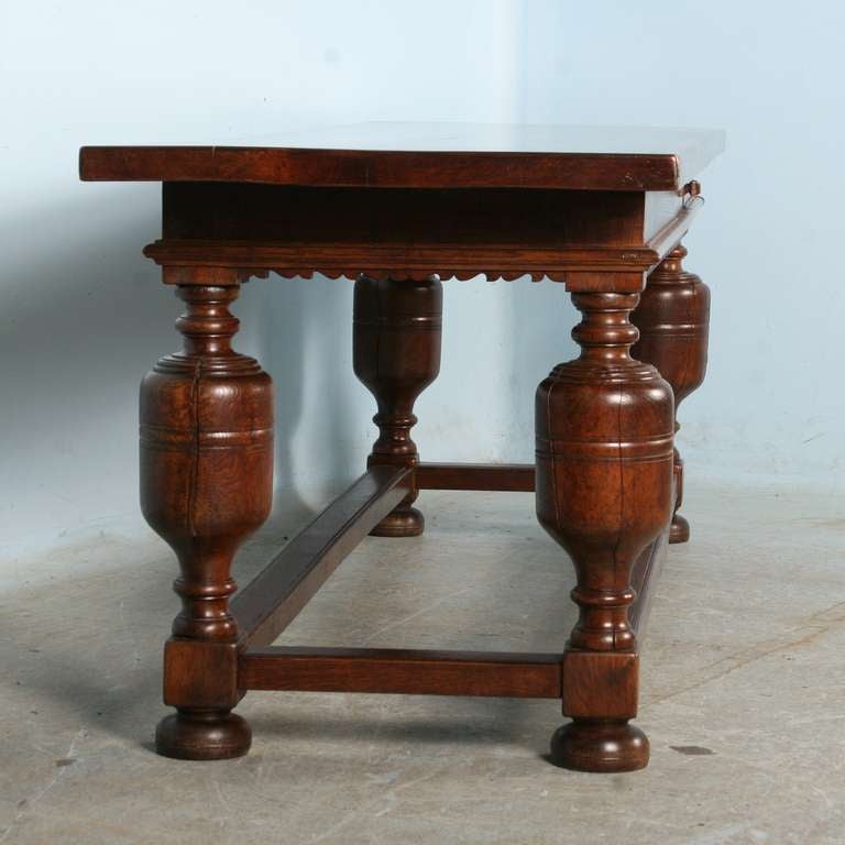 19th Century Antique Long Oak Table, Denmark circa 1870