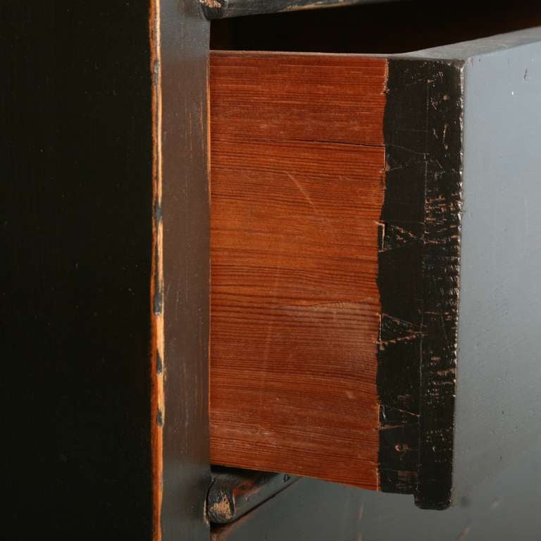 Antiker schwarz lackierter Sekretär mit Rolltop, Dänemark um 1840 2