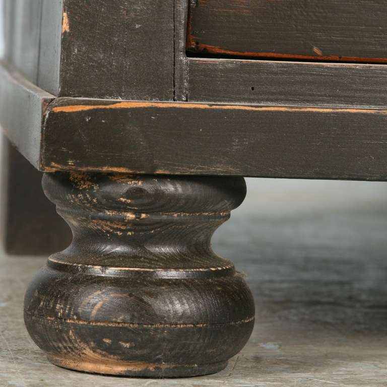 Antiker schwarz lackierter Sekretär mit Rolltop, Dänemark um 1840 3