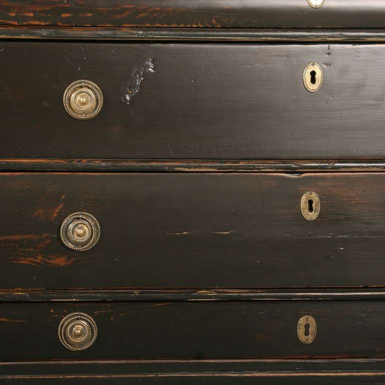 19th Century Antique Black Painted Secretary Rolltop Desk, Denmark circa 1840