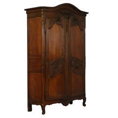 Antique French Carved Oak Armoire, circa 1800