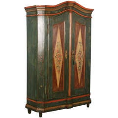 Antique Original Painted Armoire, Southern Germany dated 1837