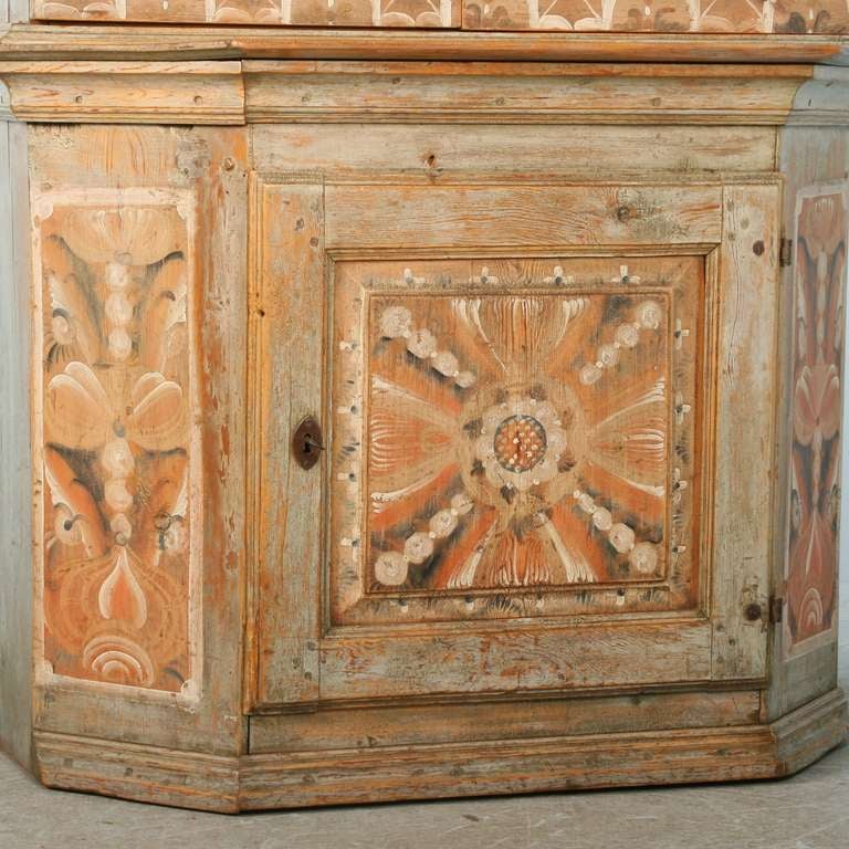 18th Century and Earlier Antique Original Painted Swedish Cabinet Cupboard dated 1792