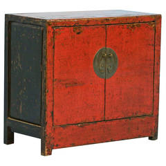 Antique Striking Red Painted Lacquered Chinese Sideboard, circa 1800s
