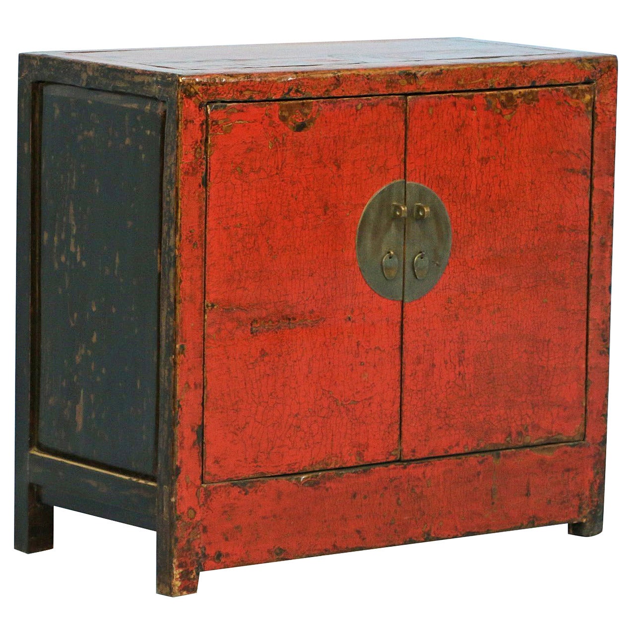 Antique Striking Red Painted Lacquered Chinese Sideboard, circa 1800s