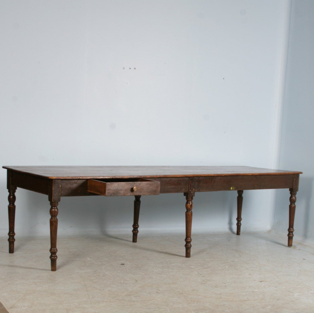 Extremely Long Antique Italian Country Pine Restaurant Table