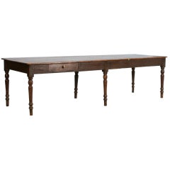 Extremely Long Antique Italian Country Pine Restaurant Table