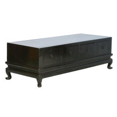Large Antique Black Polished Lacquer Chinese Coffee Table