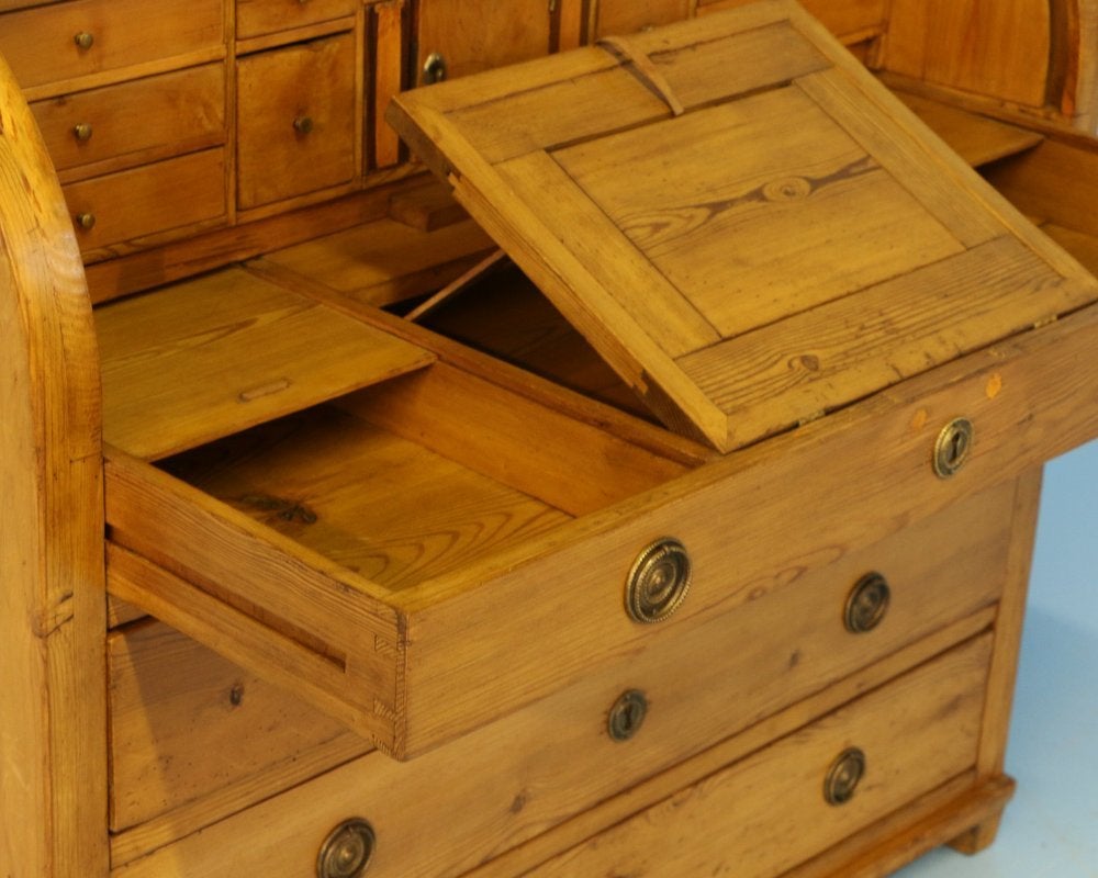 Antique Pine Secretary with Hidden Compartment, Denmark, circa 1840 1