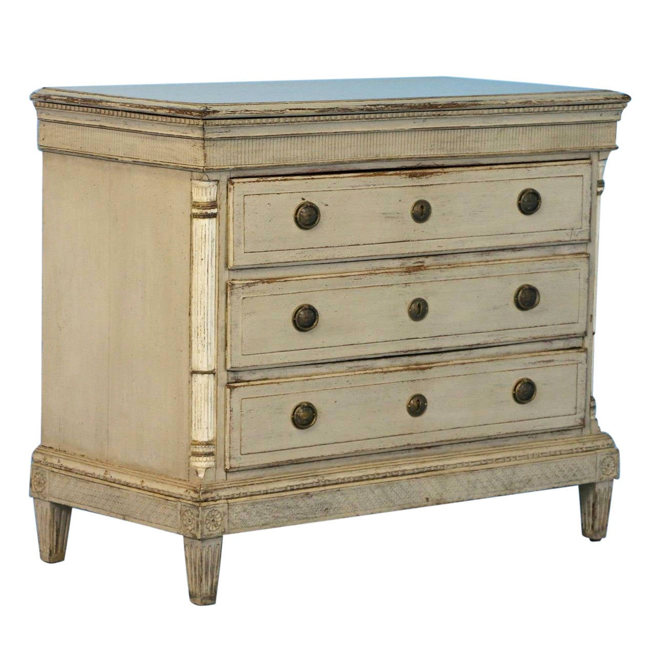 Antique Swedish White Chest of Drawers, Gustavian Style circa 182040