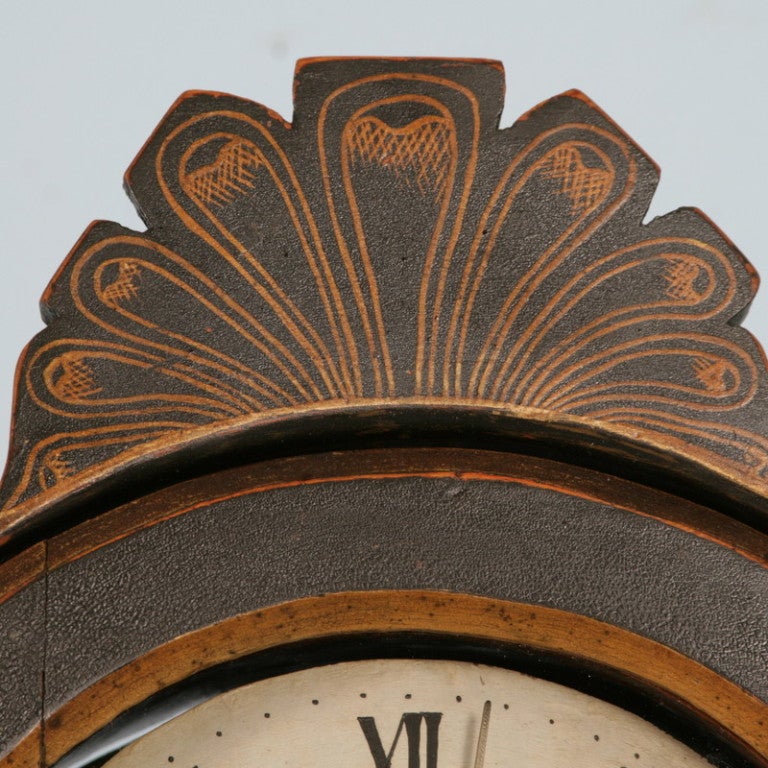 Swedish Mora Grandfather Clock, Original Black and Gold Paint 1